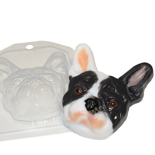1pc bouledogue français face de chien animal en plastique fabrication de savon moule 93x85x30mm sku-42879