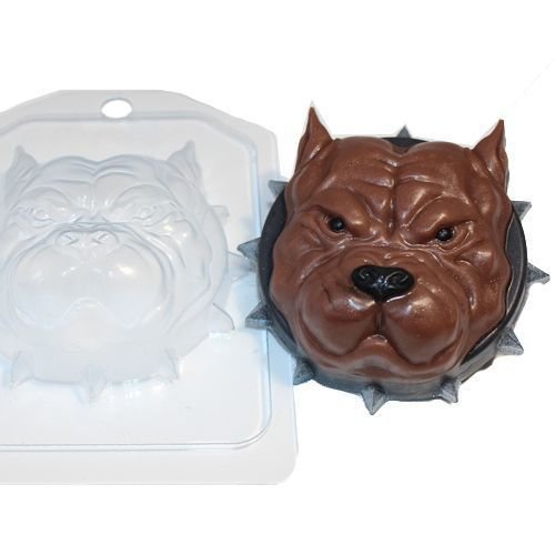 1pc forte pitbull terrier visage de chien animal en plastique fabrication de savon moule 85x85x34mm sku-42889