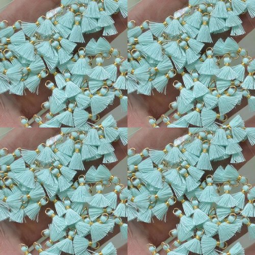 10pcs bleu turquoise ronde en bois mini bébé minuscule petit pompon de charme anneau mala bracelet c sku-42472