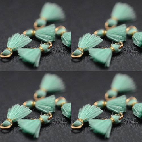 10pcs turquoise vert bois rond mini bébé minuscule petit pompon de charme anneau mala bracelet colli sku-42473