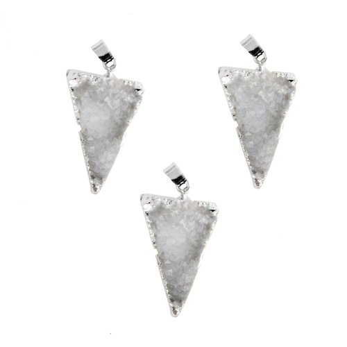 1pc cristal blanc argent druzy triangle de glace quartz agate de pierre naturelle plaqué focal pende sku-42516