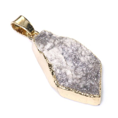 1pc blanc cristal d'or druzy larme goutte de glace quartz agate de pierre naturelle plaqué focal pen sku-42517