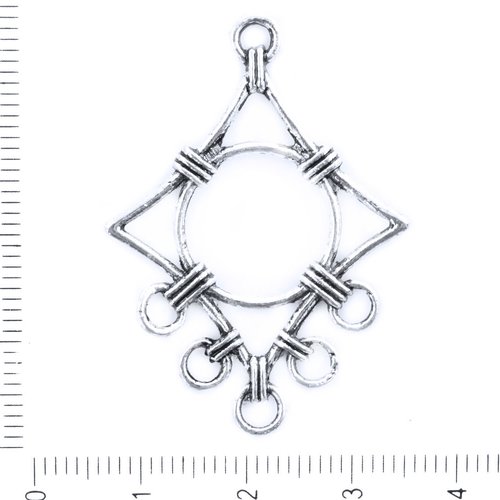 8pcs antique ton argent 5 trous de boucle d'oreille boucles pendentif chandelier dangle connecteur t sku-41718