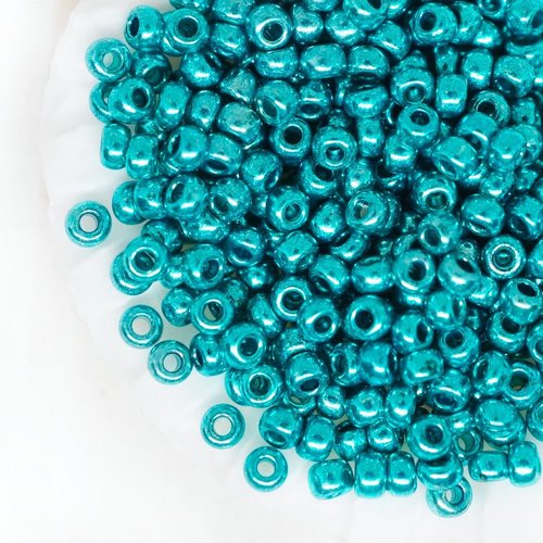 20g bleu turquoise métallique ronde verre tchèque perles de rocaille preciosa entretoise 10/0 2.3 mm sku-42669