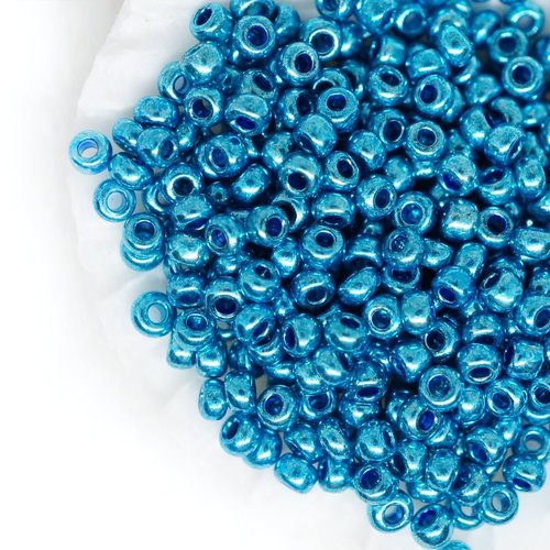 20g aigue-marine bleu métallique ronde verre tchèque perles de rocaille preciosa entretoise 10/0 2.3 sku-42670