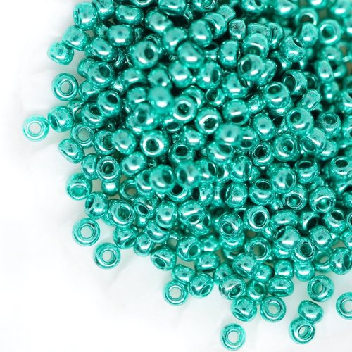 20g turquoise vert métallique ronde verre tchèque perles de rocaille preciosa entretoise 10/0 2.3 mm sku-42673