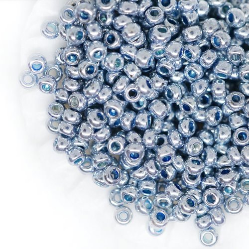 20g argent bleu acier métallisé ronde verre tchèque perles de rocaille preciosa entretoise 10/0 2.3  sku-42677