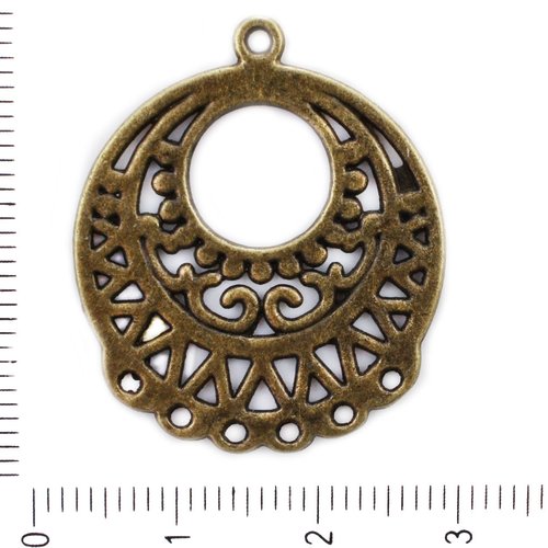 4pcs bronze antique ton plat rond 6 trous de boucles d'oreille de lustre suspendu connecteur pendent sku-41705