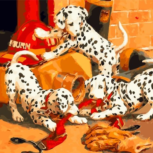 1pc dalmatien chiots feu travailleur casque chien chiot animal de compagnie acrylique bricolage pein sku-42573