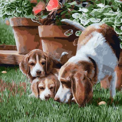 1pc Famille De Beagle Chien Chiots Chiot Rouge Pots De