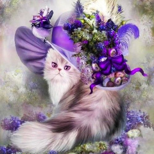 1pc persan de fluffy le chat chapeau de fleurs plumes de l'animal de compagnie acrylique bricolage p sku-42606