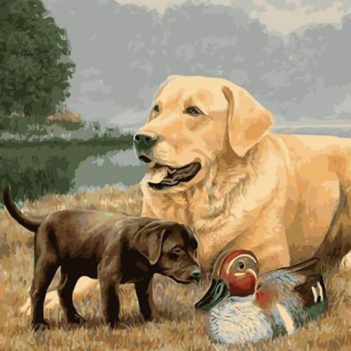 1pc Famille Noir Blanc Retriever Du Labrador Chiot Chien Canard Animal De Compagnie Paysage De La Na Sku 42619