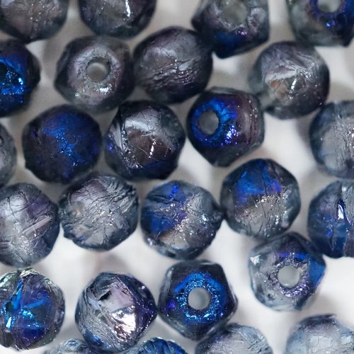 80pcs bleu cristal de lustre azuro rugueux gravé rustique ronde anglais coupe facettes de pépites de sku-42547