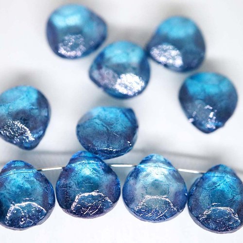 6pcs cristal gris bleu lustre clair briolette de poire à facettes en forme de larme gravé rustique t sku-42692