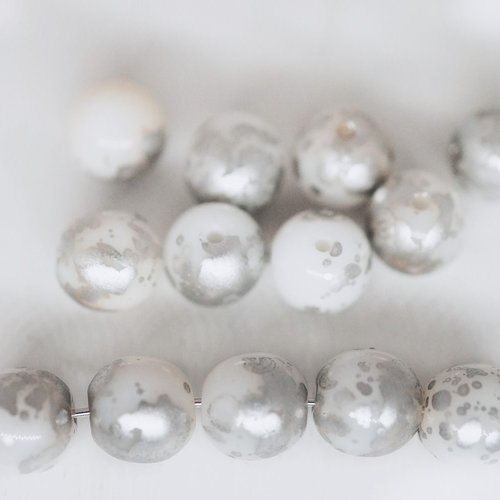 40pcs polychrome caméléon silver rain repéré ronde druk entretoise de semences de verre tchèque perl sku-42679
