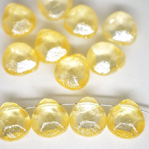 6pcs cristal jaune lustre clair briolette de poire à facettes en forme de larme gravé rustique tchèq sku-42686