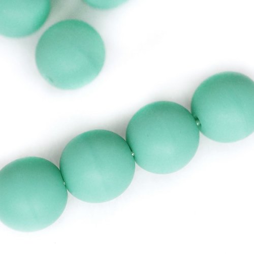 40pcs mat turquoise vert opaque ronde druk entretoise de semences de verre tchèque perles de 6mm sku-42710