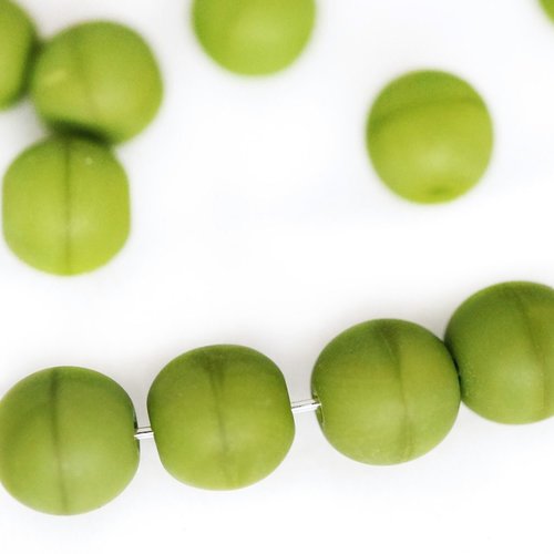 40pcs mat olivine olive vert opaque ronde druk entretoise de semences de verre tchèque perles de 6mm sku-42722