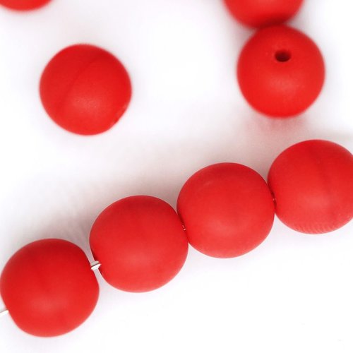 40pcs mat corail rouge opaque ronde druk entretoise de semences de verre tchèque perles de 6mm sku-42726