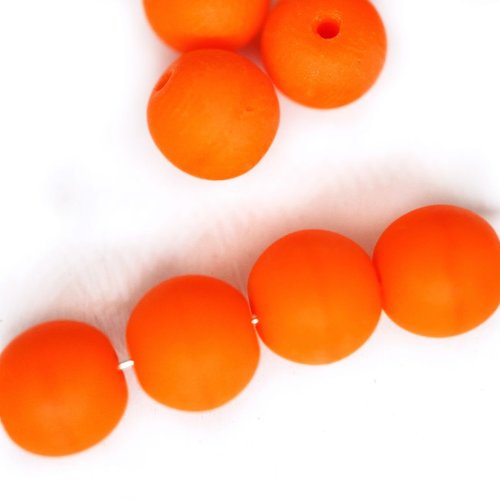 40pcs orange mat opaque ronde druk entretoise de semences de verre tchèque perles de 6mm sku-42728