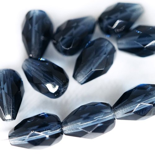 16pcs cristal montana saphir bleu foncé en forme de larme de poire verre tchèque firepolished facett sku-42790