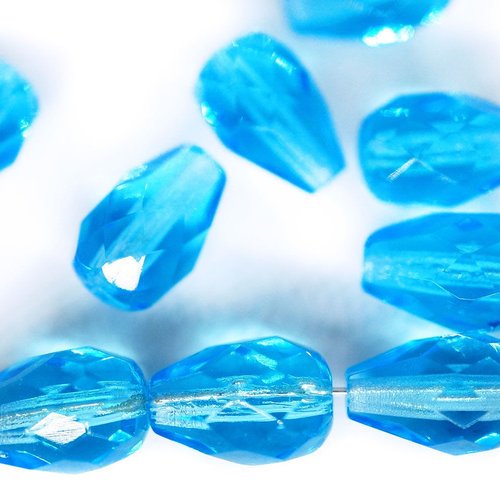 16pcs cristal aigue-marine turquoise bleu clair en forme de larme de poire verre tchèque firepolishe sku-42791