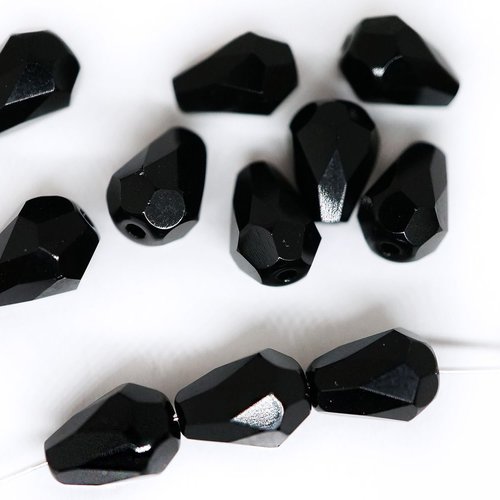 20pcs opaque noir de jais larme de poire verre tchèque firepolished facettes feu poli perles de 8mm  sku-42796