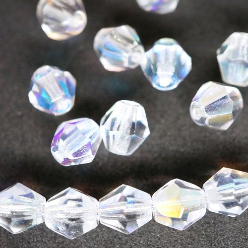20pcs cristal clair ab facettes ronde bicone verre de feu poli tchèque perles de 6mm sku-42840