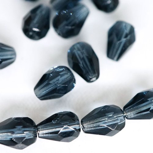 20pcs cristal montana bleu saphir foncé clair en forme de larme de poire verre tchèque firepolished  sku-42841