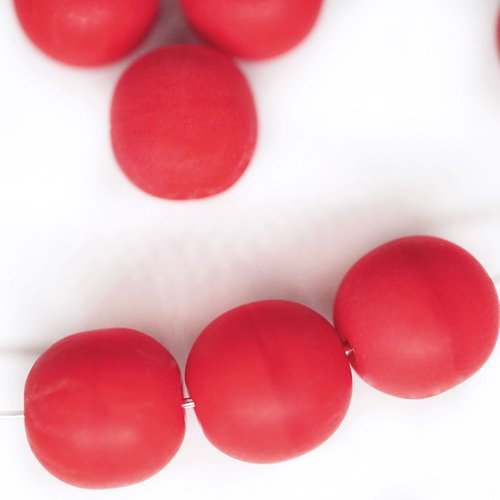 20pcs mat corail rouge opaque ronde druk entretoise de semences de verre tchèque perles de 8mm sku-42729