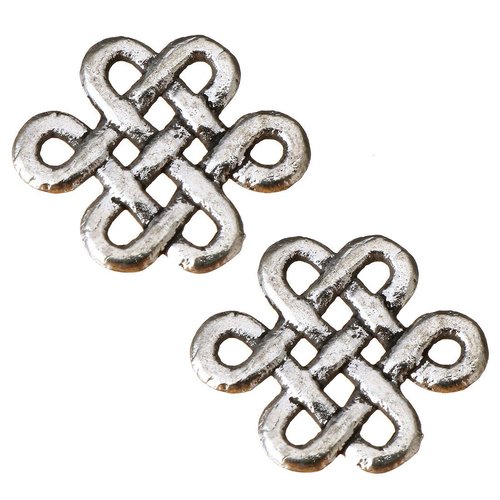 8pcs antique ton argent noeud chinois en métal 2 trous connecteur pendentif charms tchèque résultats sku-42235