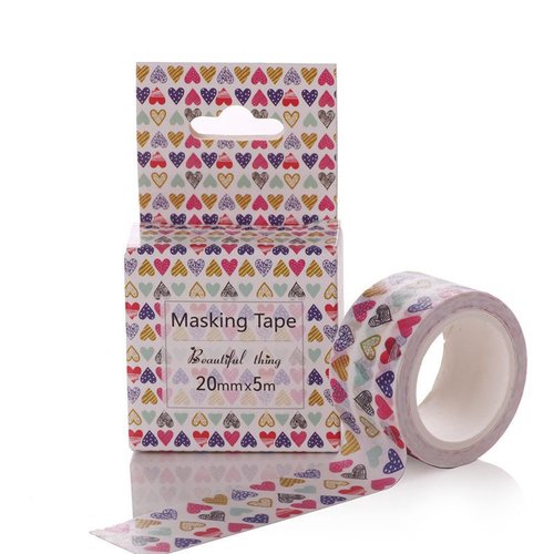 5m multicolore pour la saint valentin coeur d'amour de papier washi masking décoratif adhésif collan sku-42637