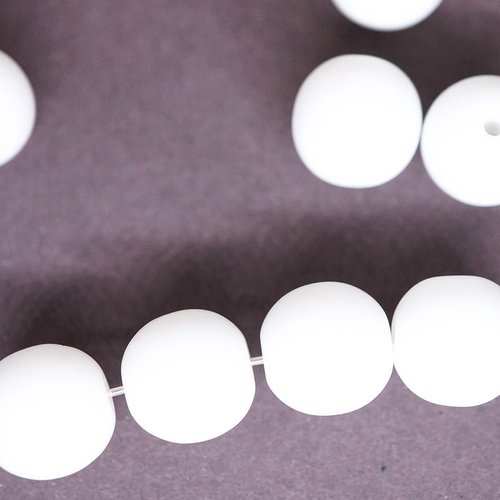 20pcs mat blanc albâtre opale dépoli opaque ronde druk entretoise de semences de verre tchèque perle sku-42709