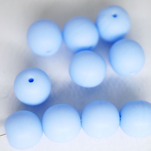 20pcs mat bleu clair violet opaque ronde druk entretoise de semences de verre tchèque perles de 8mm sku-42711