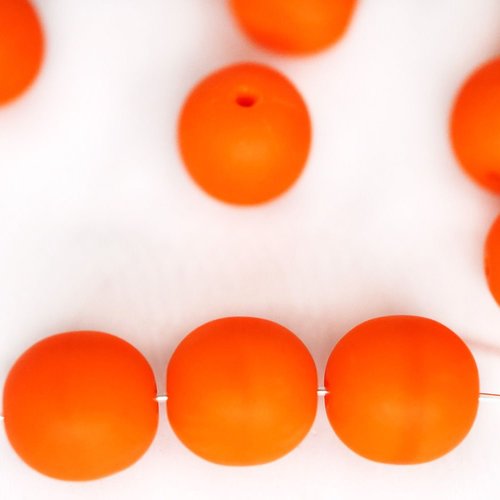 20pcs orange mat opaque ronde druk entretoise de semences de verre tchèque perles de 8mm sku-42715
