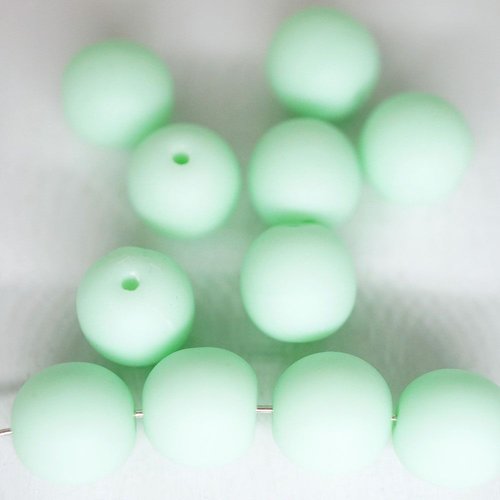 20pcs mat vert clair chrysolite opaque ronde druk entretoise de semences de verre tchèque perles de  sku-42716