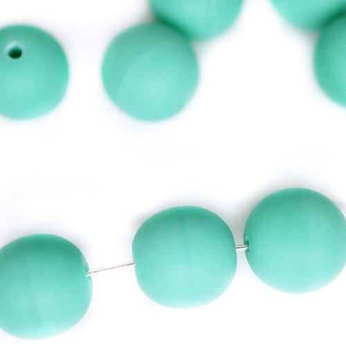20pcs mat turquoise vert opaque ronde druk entretoise de semences de verre tchèque perles de 8mm sku-42721