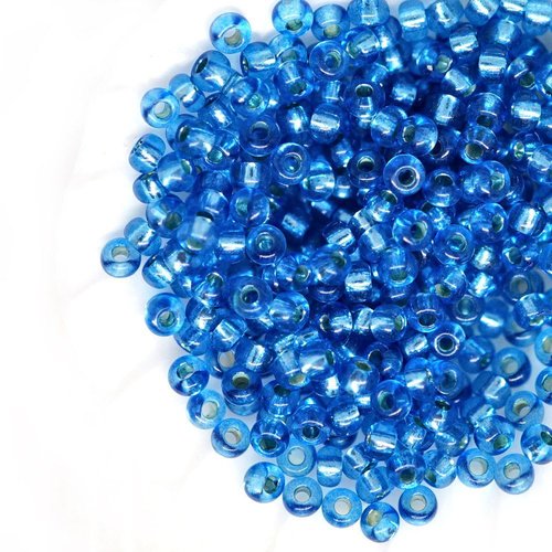 20g de cristal bleu foncé argent bordée ronde verre tchèque perles de rocaille preciosa entretoise 1 sku-42812