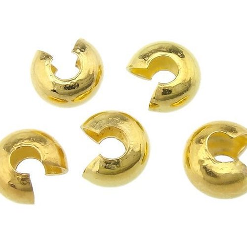 60pcs plaqué or perle à écraser rond noeud couvercle en métal conclusions 5mm x 4.5 mm x 3mm sku-42321