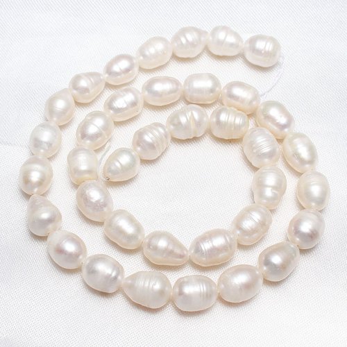 10pcs blanc naturel ovale de pommes de terre de culture d'eau douce perles en vrac 8mm - 9mm trou 0. sku-42232