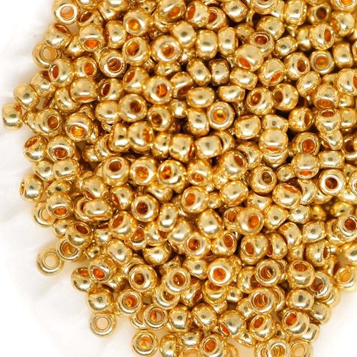 20g de lumière d'or métallique ronde verre tchèque perles de rocaille preciosa entretoise 11/0 2mm sku-42817