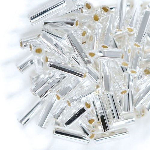 20g de cristal clair argent bordée facettes tube trou carré de verre tchèque perles de rocaille clai sku-42832