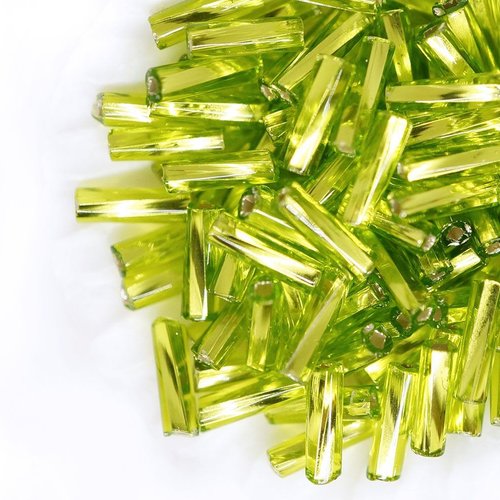 20g crystal light vert olive argent bordée facettes tordu tube trou carré de verre tchèque perles de sku-42833