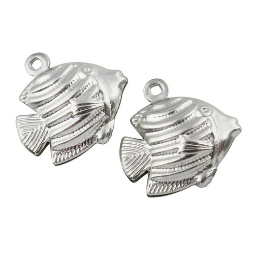 2pcs en acier inoxydable animal de poisson en métal pendentif charms perles tchèque constatations 17 sku-42283