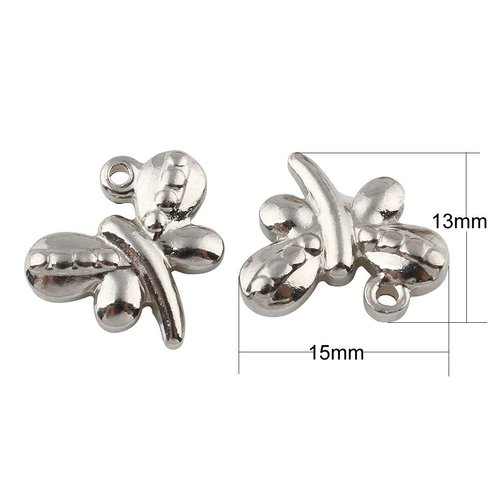 2pcs en acier inoxydable animal libellule en métal pendentif charms perles tchèque résultats de 15mm sku-42285