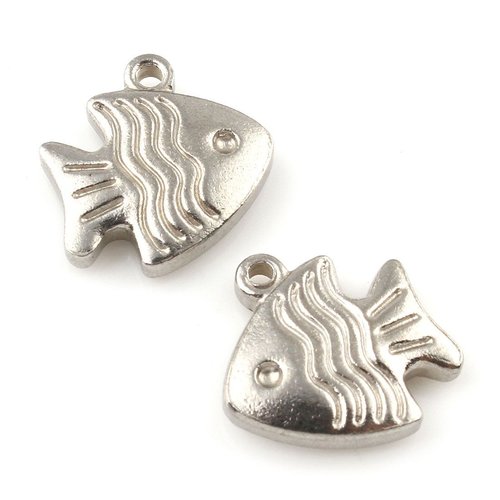 2pcs en acier inoxydable animal marin poisson en métal pendentif charms perles tchèque constatations sku-42289