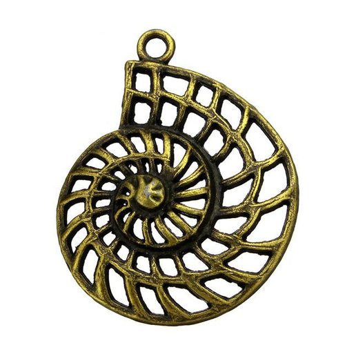 4pcs bronze antique couleur marine coquillage escargot ronde spirale en métal pendentif charms perle sku-42298