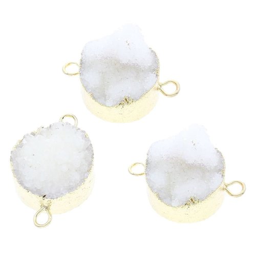 1pc blanc cristal d'or druzy tour de glace de quartz agate de pierre naturelle plaqué focal connecte sku-42312