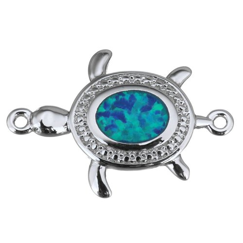 1pc platine plaqué opale de feu de la tortue en métal 2 trous connecteur pendentif charm perle tchèq sku-42346