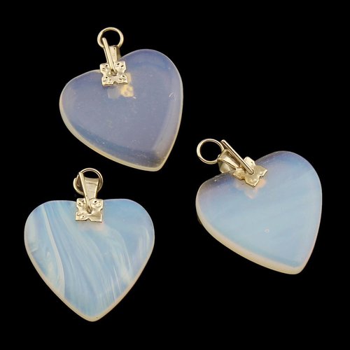 2pcs blanc laiteux cristal argent platine cœur de la mer d'opale opalite pierre naturelle pendentifs sku-42361